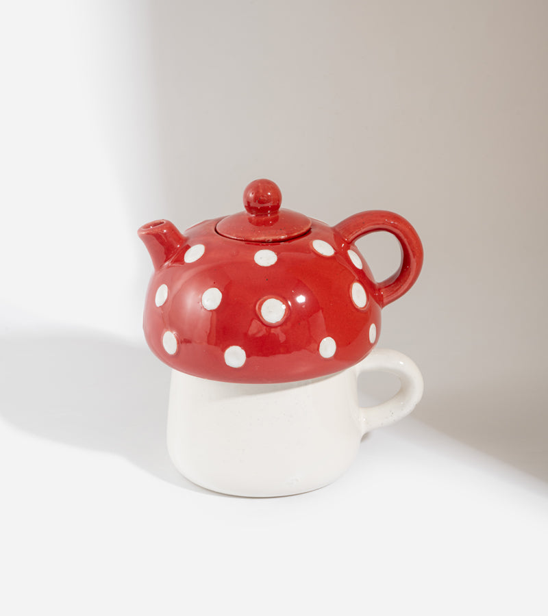 mug champignon avec couvercle - rouge