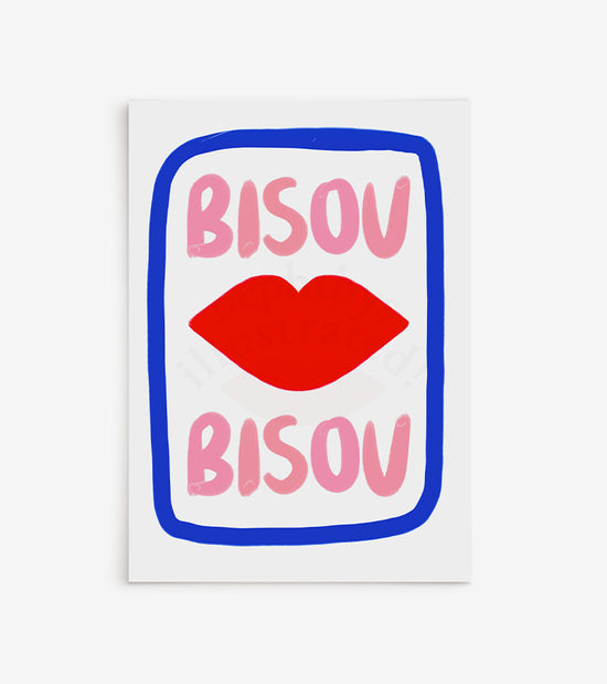 Bisou Bisou - Bleu - Affiche A3  Nephtys Illustrated