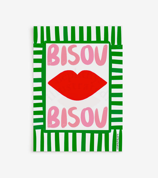 Bisou Bisou - Vert - Affiche A3  Nephtys Illustrated