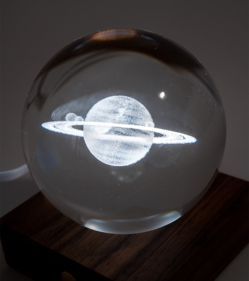 Lampe boule de cristal 3D Saturne  Gingko