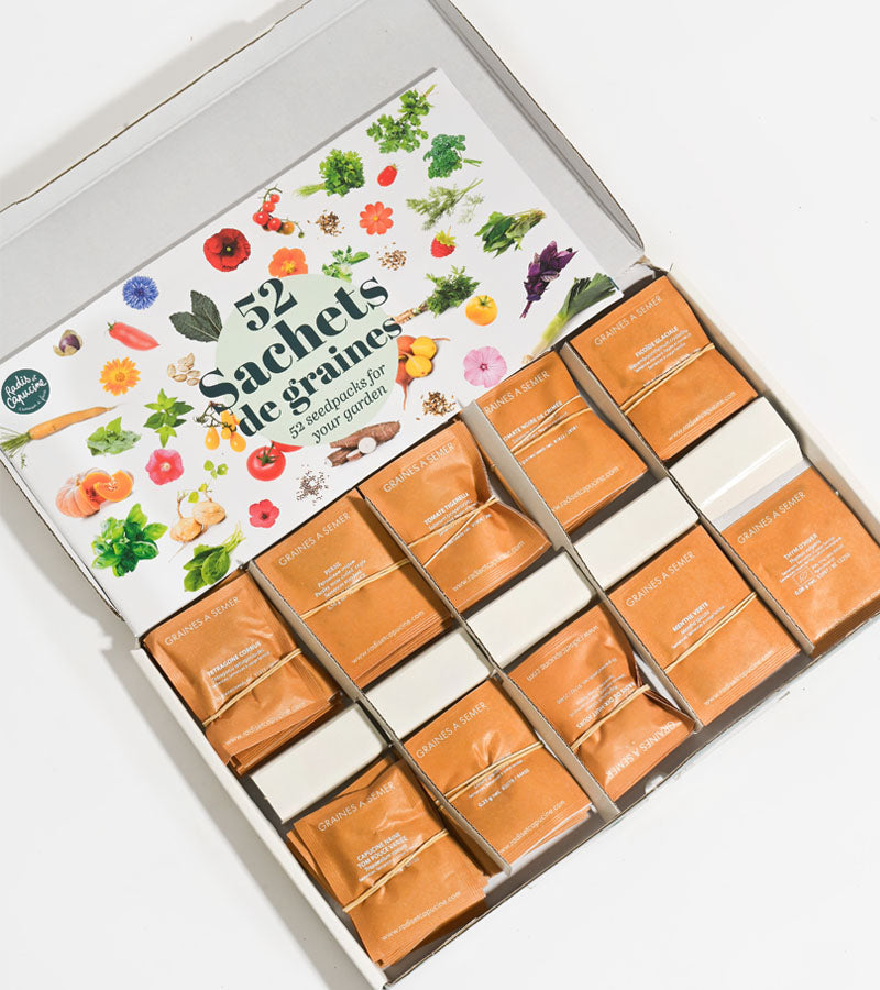 Le coffret de 52 sachets de graines  Radis & Capucine