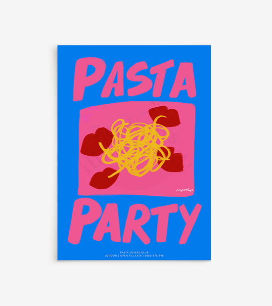 Pasta party - Bleu - Affiche A3  Nephtys Illustrated